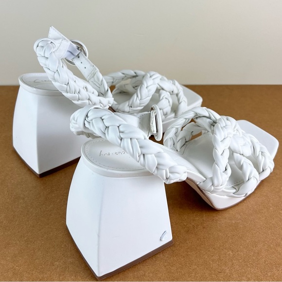 NEW SAM EDELMAN CIRCUS WHITE BRAIDED SANDALS - Picture 4 of 12